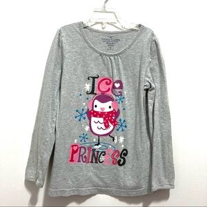 Faded Glory Girl’s Long Sleeves Gray Top ‘Ice Princess’